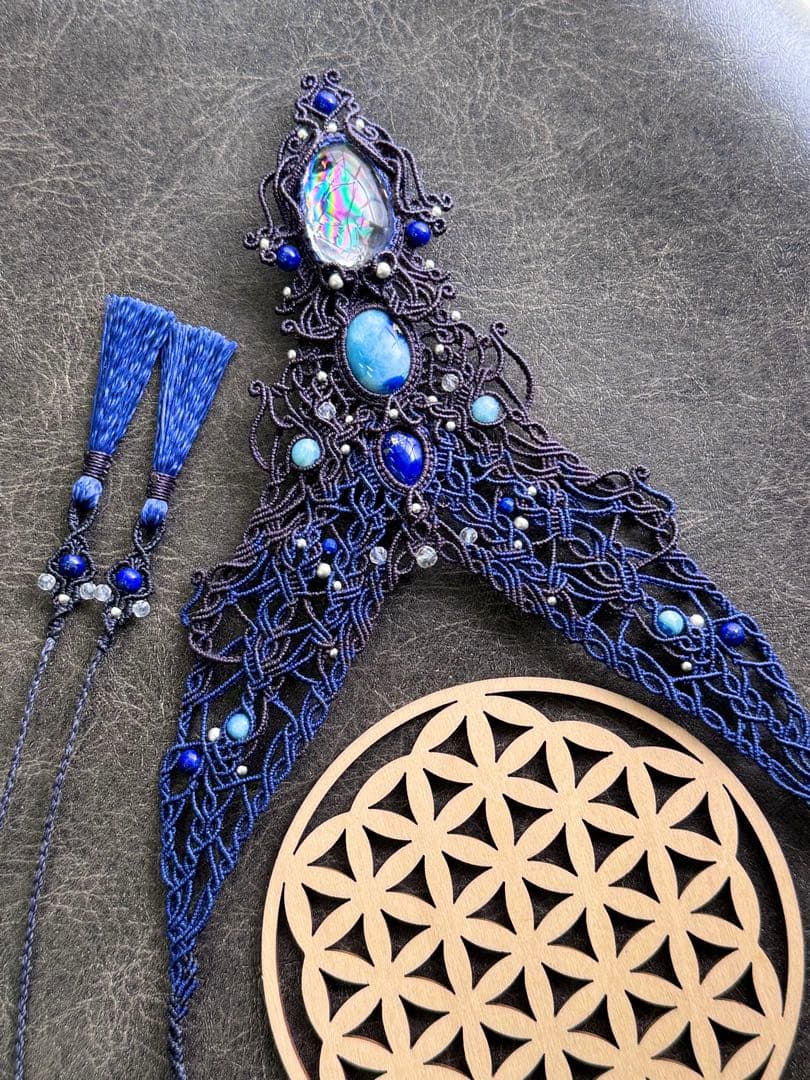 幻の石アフガナイト＆アイリスクォーツ＆ラピスラズリのマクラメ編みネックレス♡