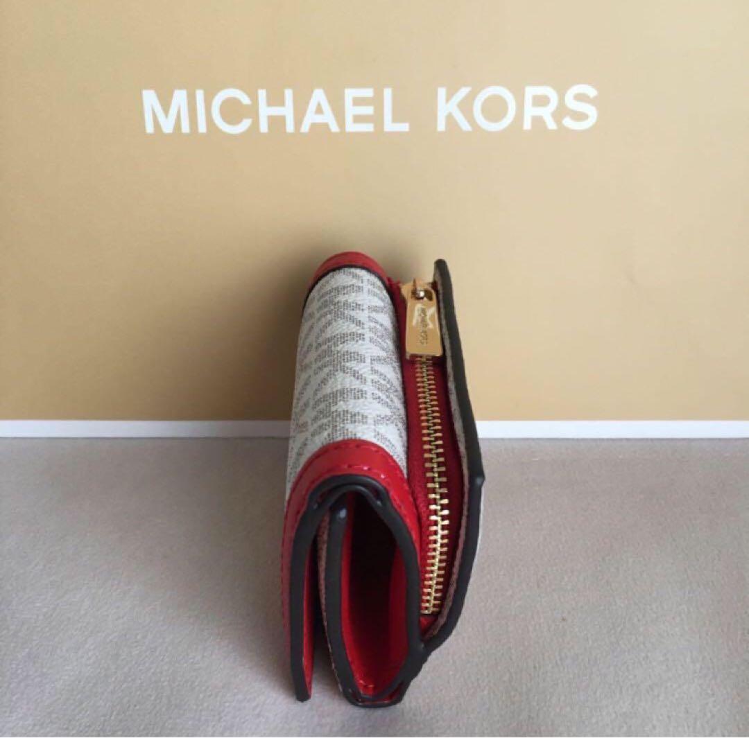 新品　MICHEAL KORS マイケルコース　三つ折り　財布　レッド