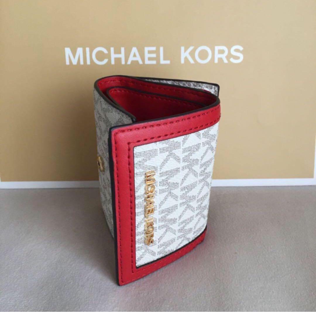 新品　MICHEAL KORS マイケルコース　三つ折り　財布　レッド