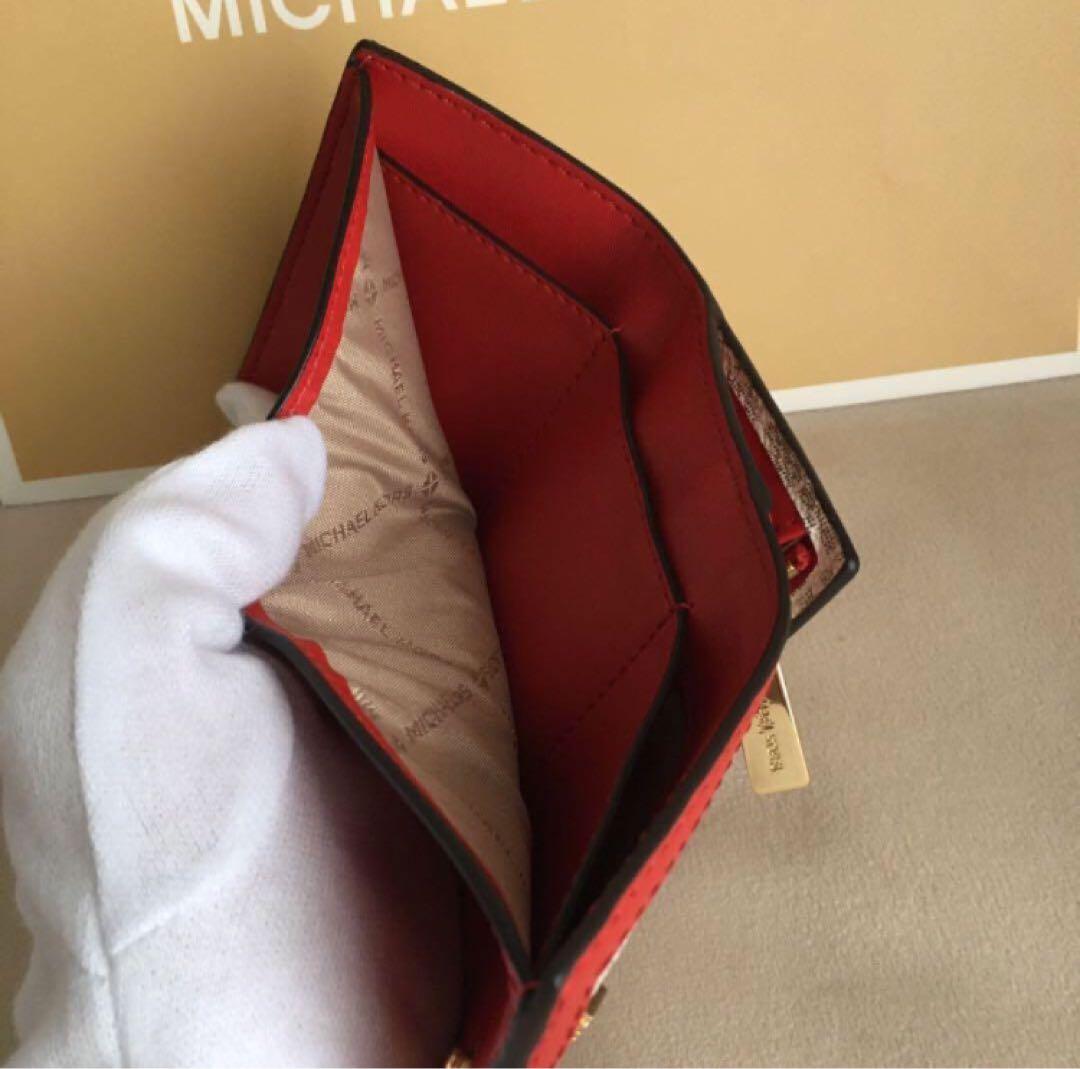 新品　MICHEAL KORS マイケルコース　三つ折り　財布　レッド