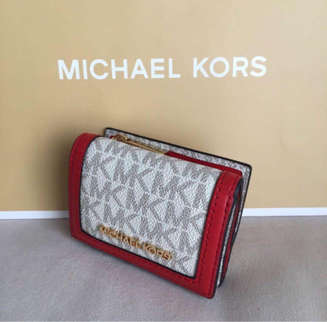 新品　MICHEAL KORS マイケルコース　三つ折り　財布　レッド