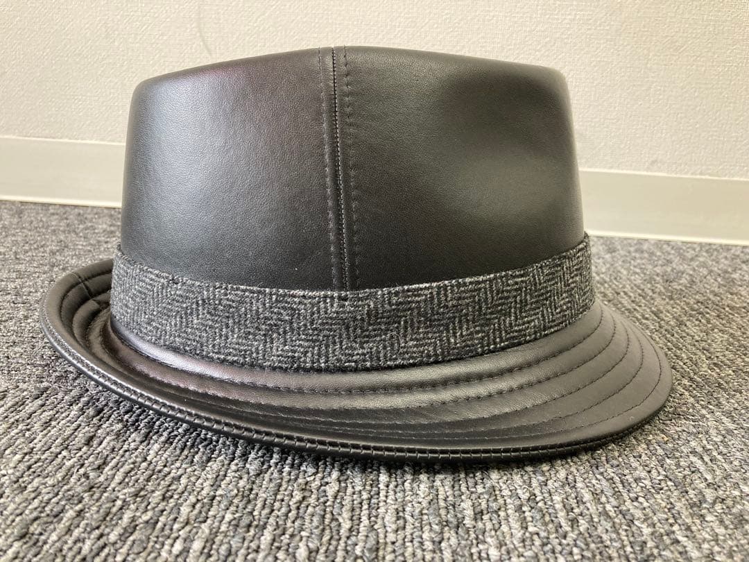 Kaszkiet レザーハット　ブラック　未使用品　サイズ59cm