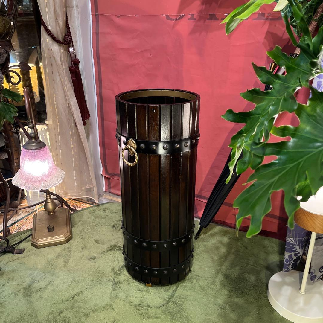 極美品　カリモク　オールド　レインラック　傘立て