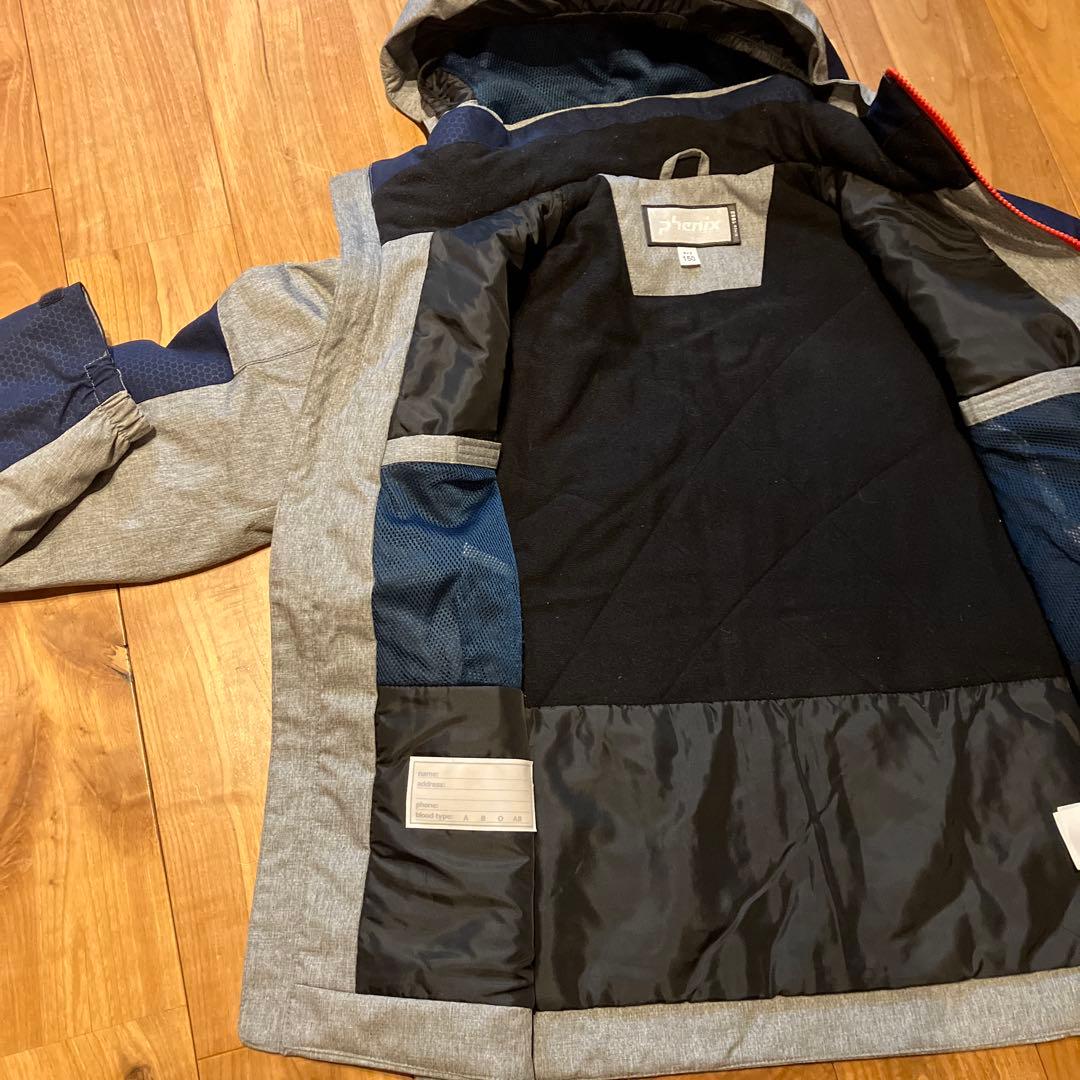 phenix スキーウェア 150cm グレー/ネイビー/レッド　グローブ付き