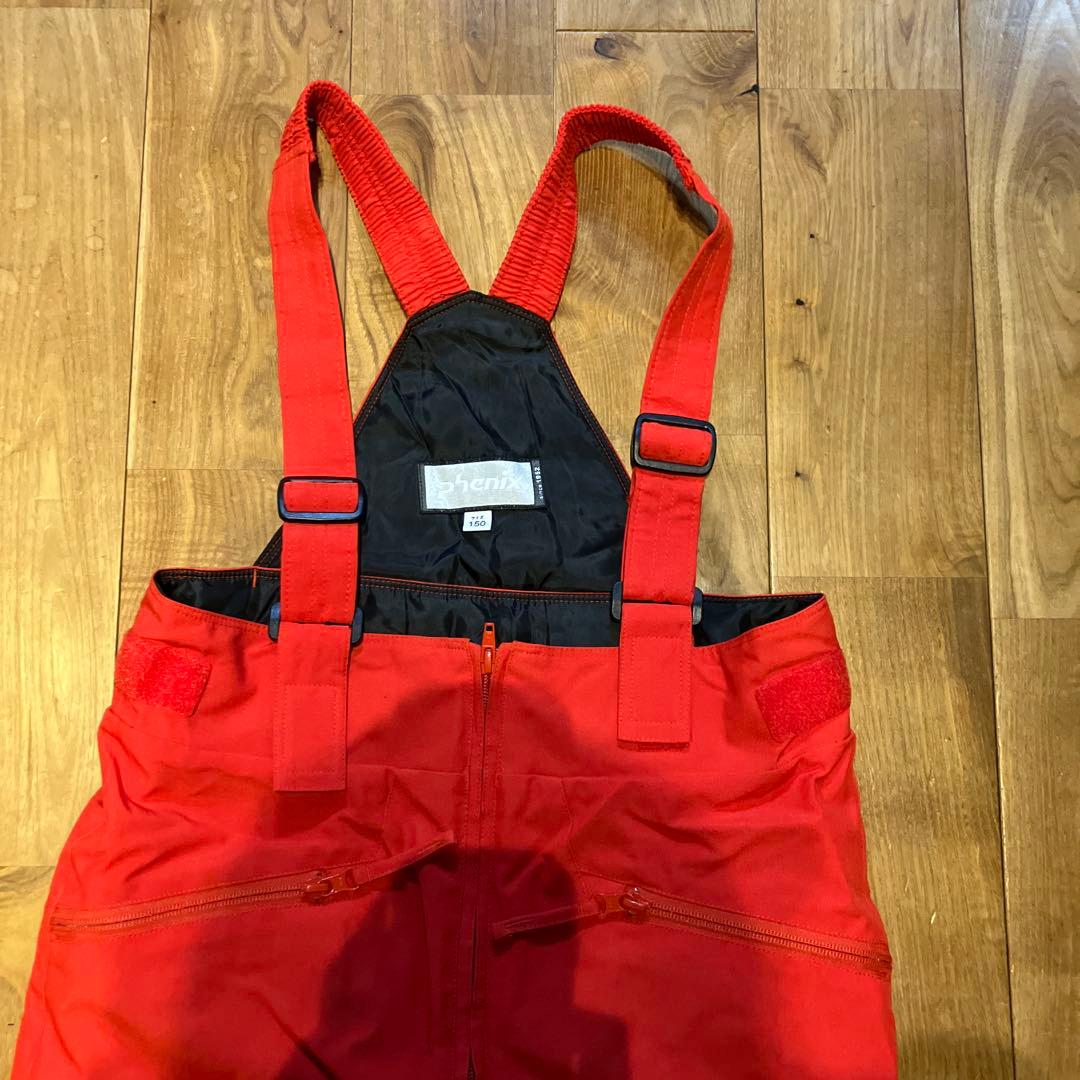 phenix スキーウェア 150cm グレー/ネイビー/レッド　グローブ付き