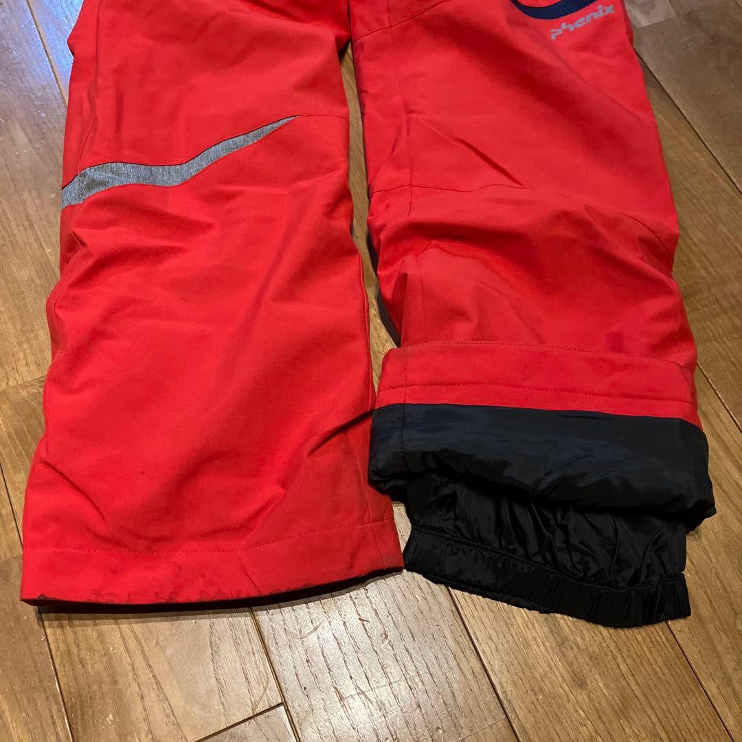 phenix スキーウェア 150cm グレー/ネイビー/レッド　グローブ付き