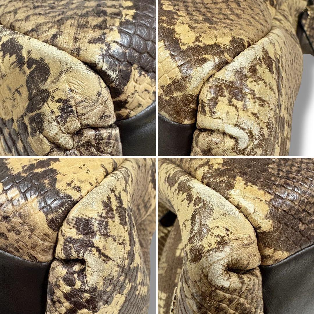 美品✨COACH コーチ パイソン柄 ヘビ柄 型押し トートバッグ A4収納可