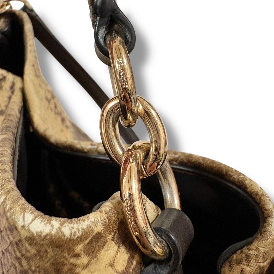 美品✨COACH コーチ パイソン柄 ヘビ柄 型押し トートバッグ A4収納可