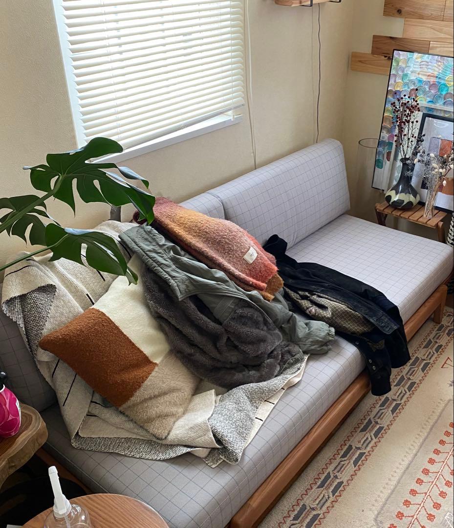 値段交渉○ unico ARKIO ソファカバー　3シーター　チェックベージュ