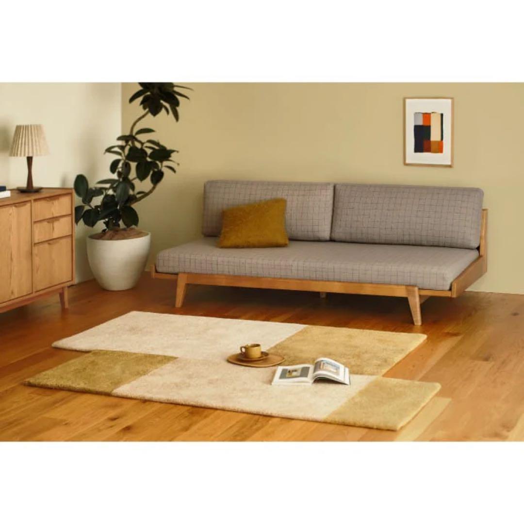 値段交渉○ unico ARKIO ソファカバー　3シーター　チェックベージュ