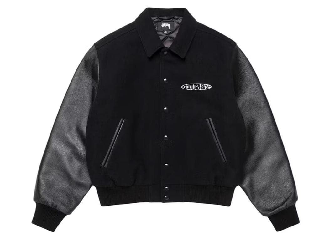 25aw　未使用　ステューシー　Stussy GLOBE VARSITY　黒　M