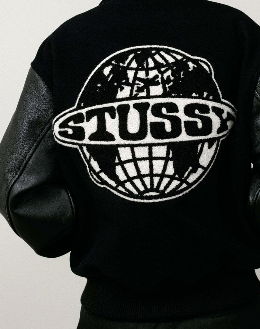 25aw　未使用　ステューシー　Stussy GLOBE VARSITY　黒　M
