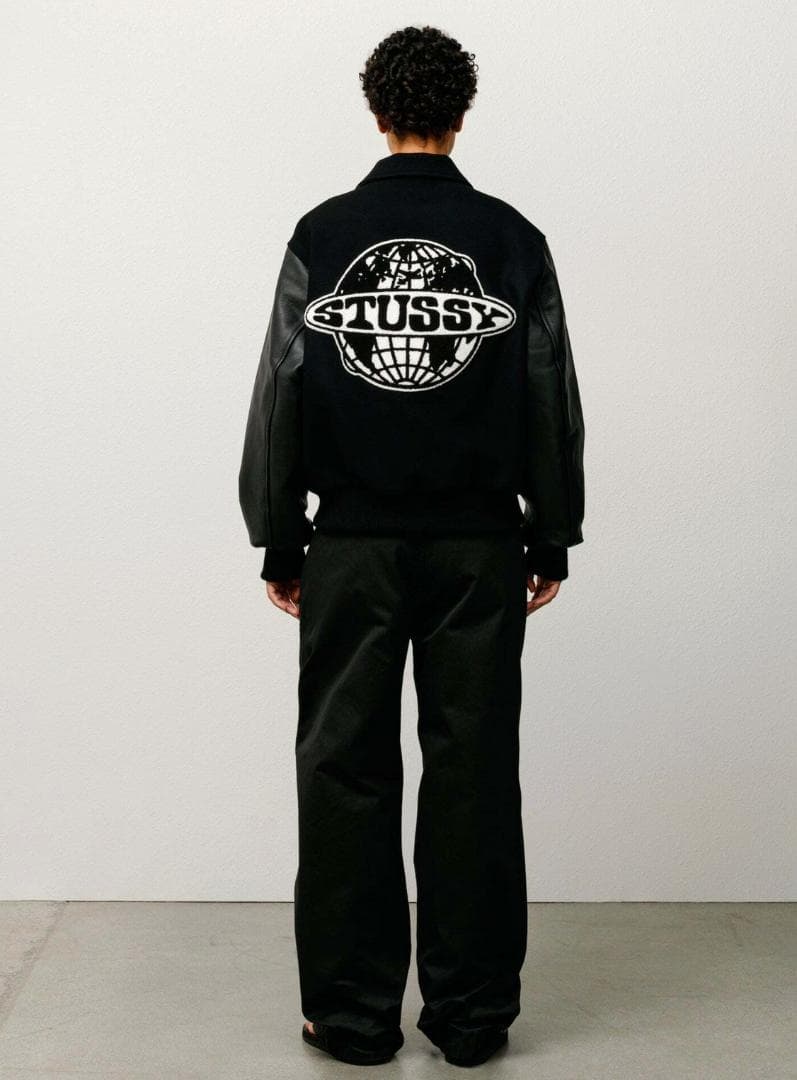 25aw　未使用　ステューシー　Stussy GLOBE VARSITY　黒　M