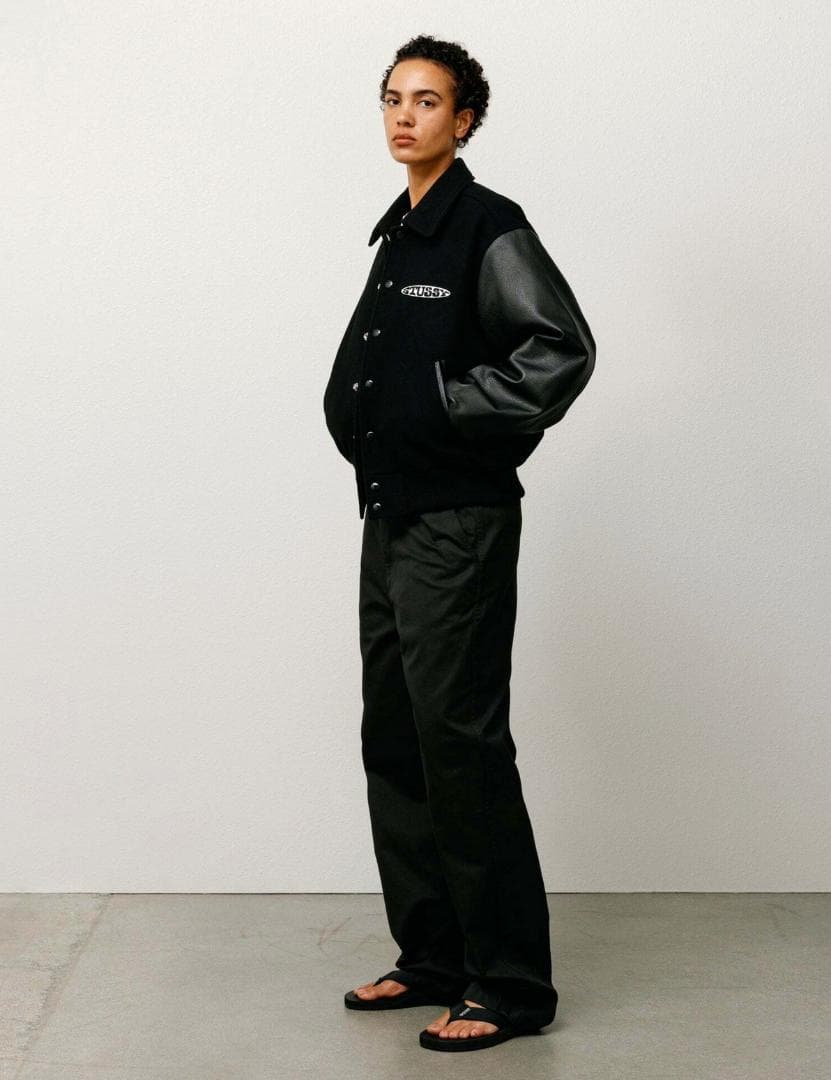 25aw　未使用　ステューシー　Stussy GLOBE VARSITY　黒　M