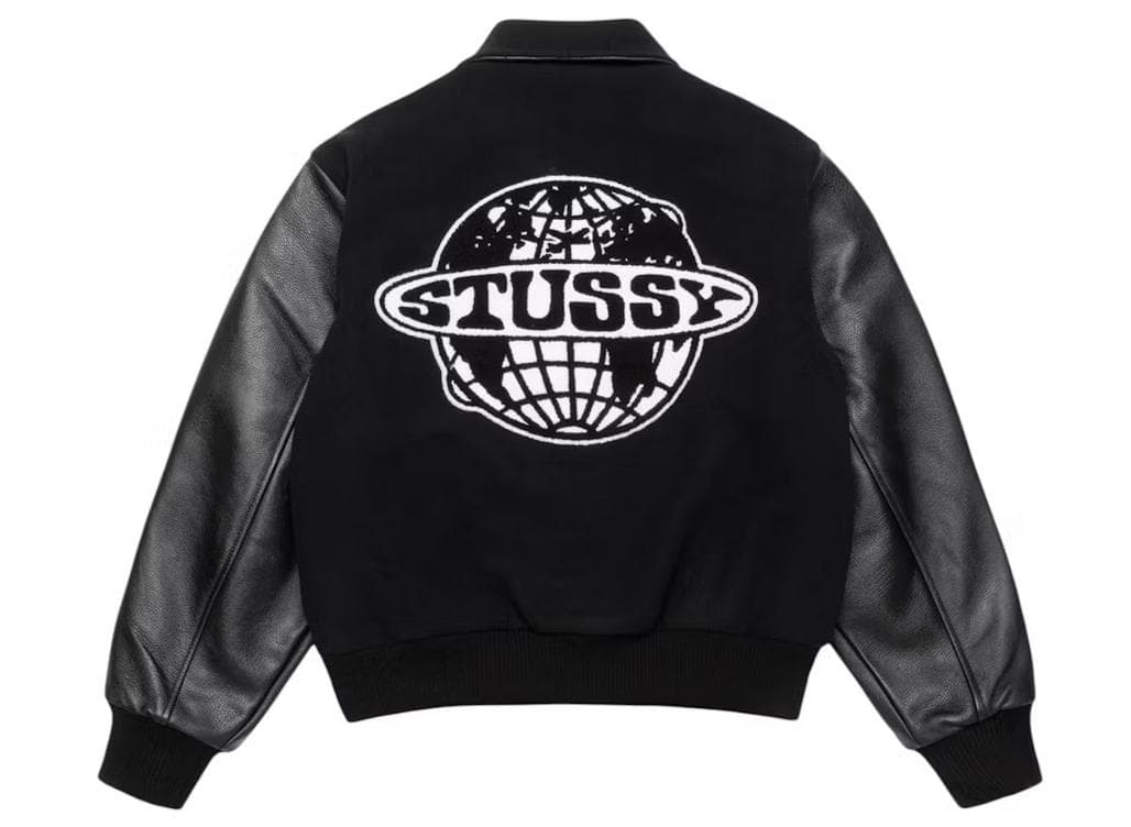 25aw　未使用　ステューシー　Stussy GLOBE VARSITY　黒　M