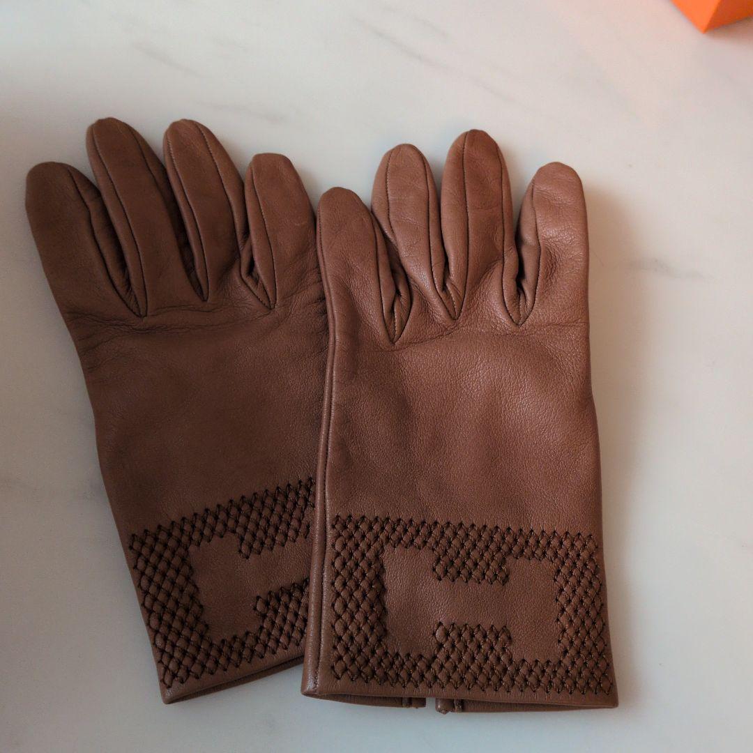 【エルメス Hロゴ レザーグローブ