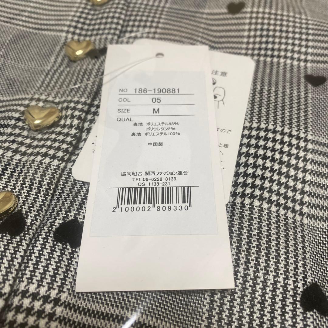 【新品】ハート釦バックレースアップハートフロッキー×チェックワンピース