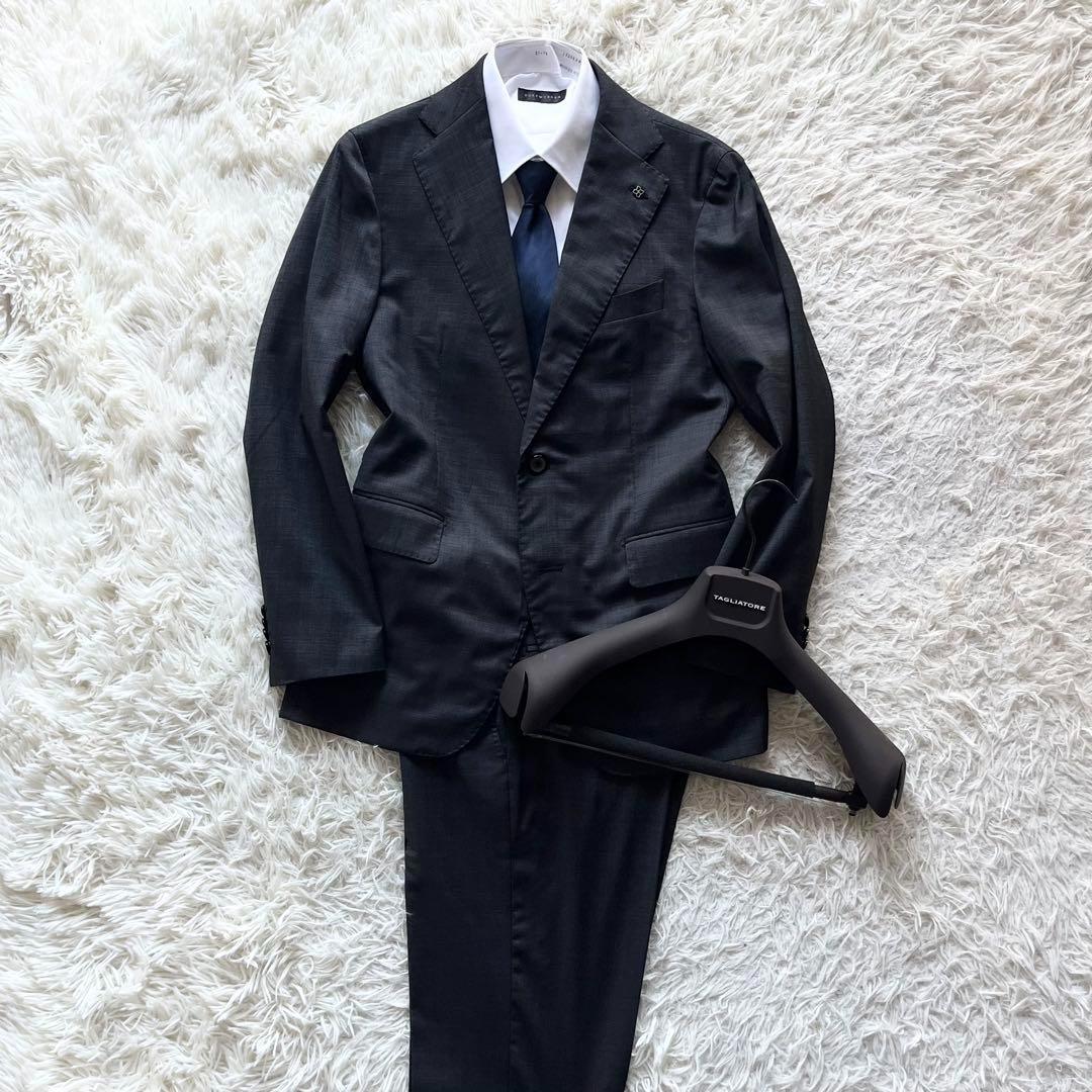 <美品>TAGLIATORE サルトリアーレ ダークグレー ウール スーツ 44