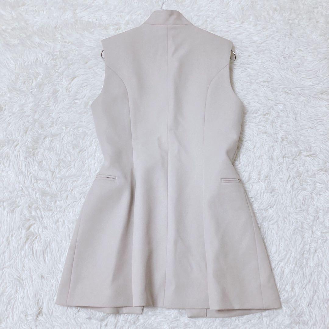 ミューラル　ロングベスト　ジレ　ノーカラー　通勤　オフィス　大人カジュアル　F