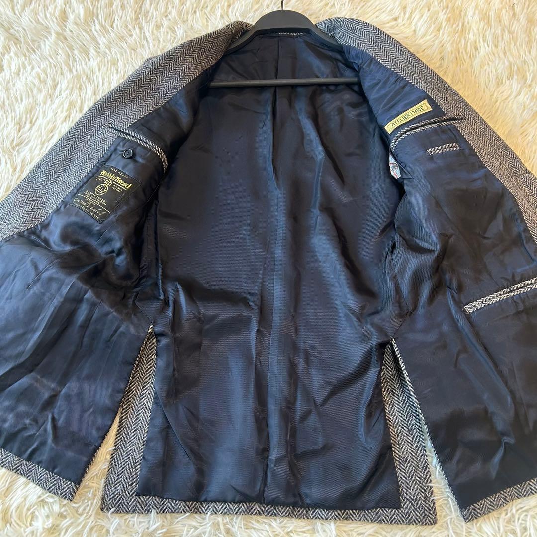 美品　ハリスツイードATELIER MADEテーラードジャケット ヘリンボーン