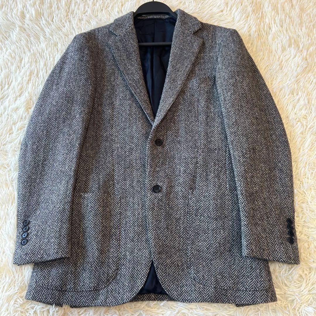 美品　ハリスツイードATELIER MADEテーラードジャケット ヘリンボーン