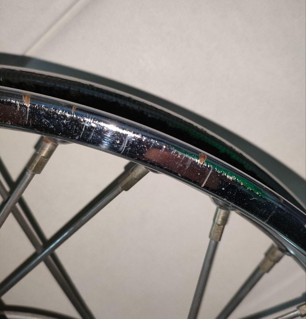 プレスカブ　リヤホイール、スイングアーム　リム腐食穴有り