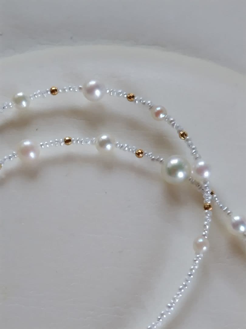 K18 各サイズの、アコヤ真珠と、あこや砂芥子パールの、オメガ風ネックレス