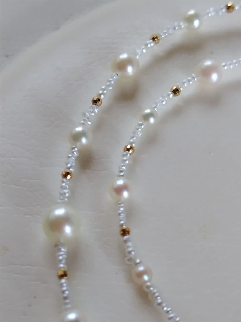 K18 各サイズの、アコヤ真珠と、あこや砂芥子パールの、オメガ風ネックレス