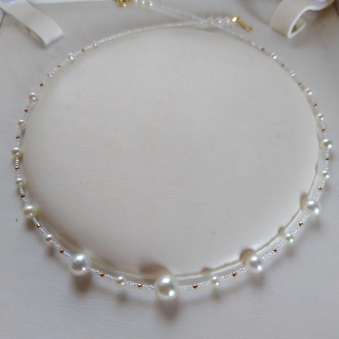 K18 各サイズの、アコヤ真珠と、あこや砂芥子パールの、オメガ風ネックレス