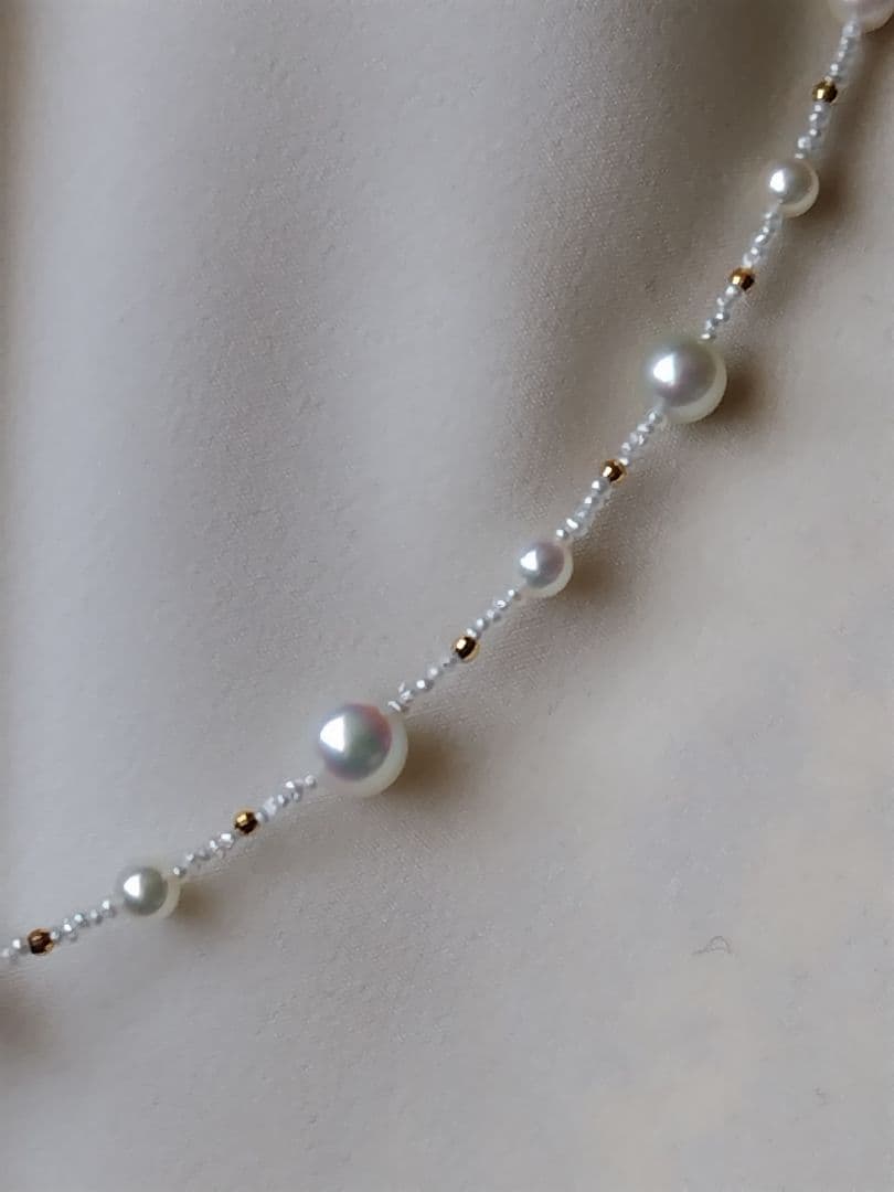 K18 各サイズの、アコヤ真珠と、あこや砂芥子パールの、オメガ風ネックレス