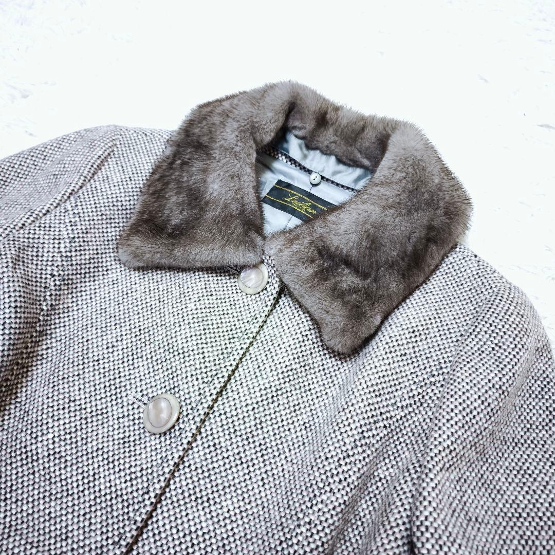 極美品 レリアン Leillian カシミヤ シルク ミンク毛皮 13+ 2XL