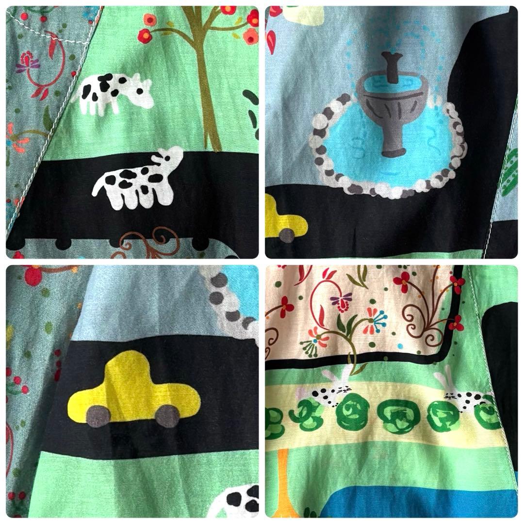 センソユニコ　長袖ロングシャツ　チュニック　変形　マルチカラー　コットン混　40