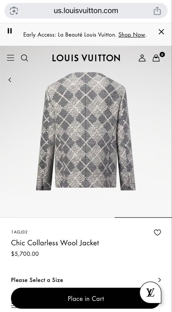 未使用　ルイヴィトン　シックカラーレス ウールジャケット　ツイード　97.6万円