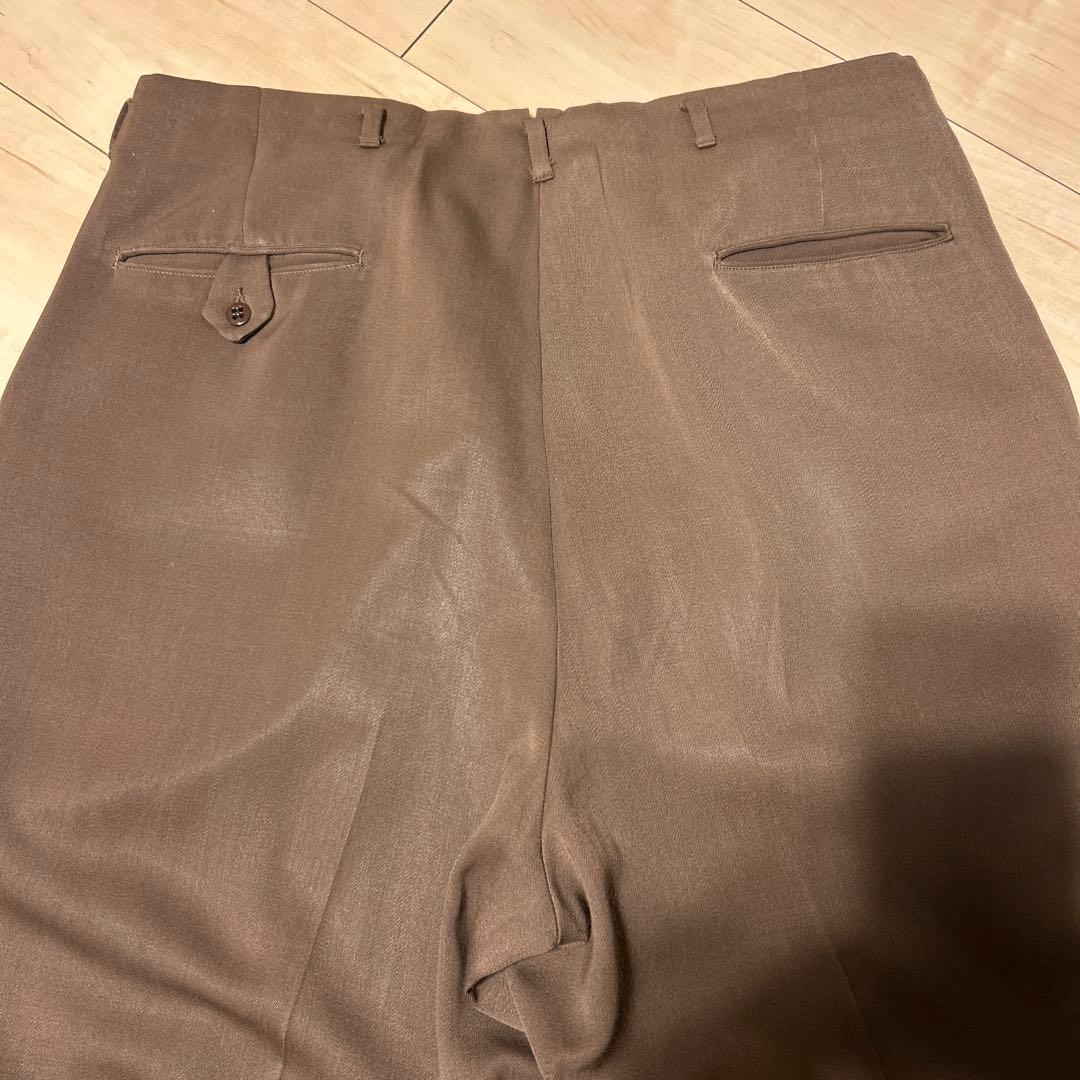 【50s】レーヨンギャバ スラックス ハンドステッチ ブラウン