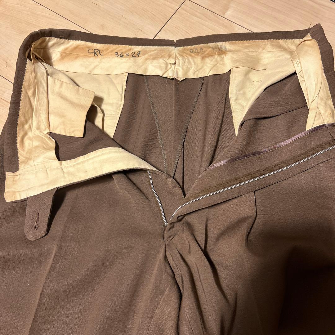 【50s】レーヨンギャバ スラックス ハンドステッチ ブラウン