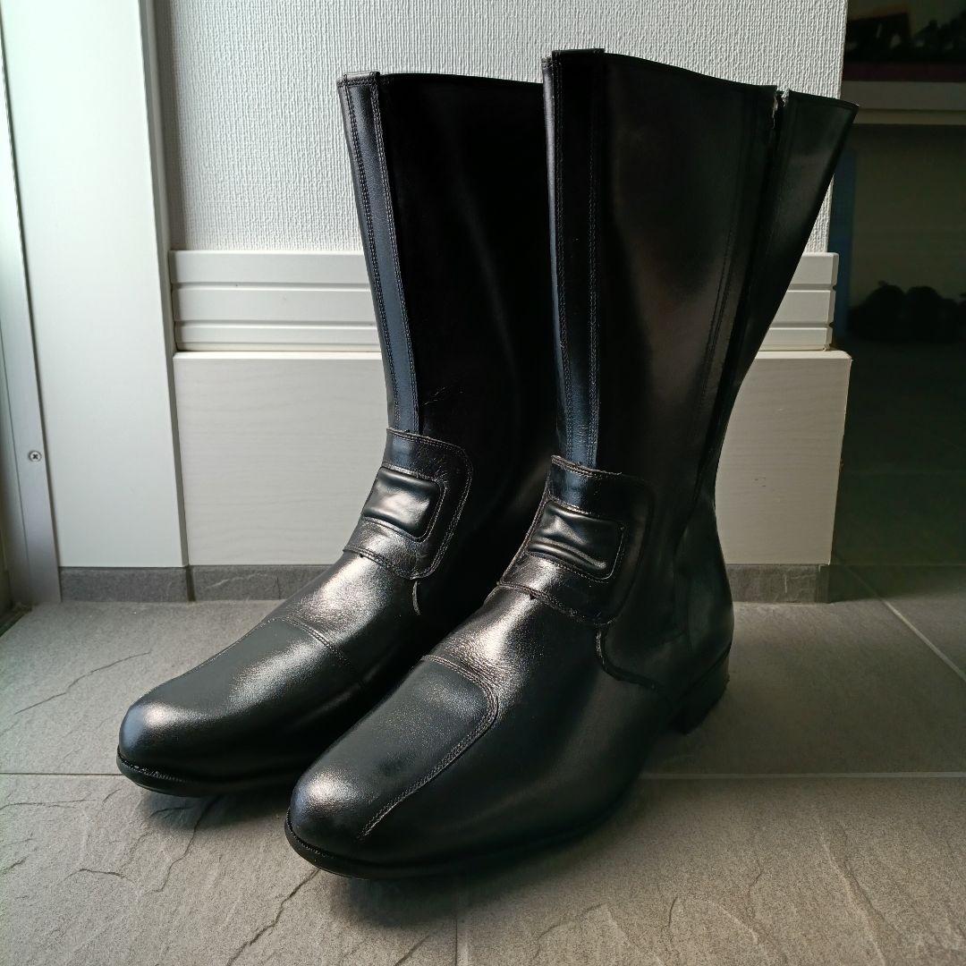 ブラックレザー ジッパーブーツ