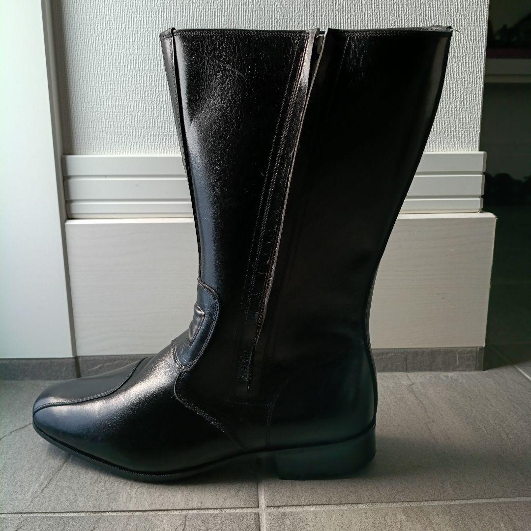 ブラックレザー ジッパーブーツ