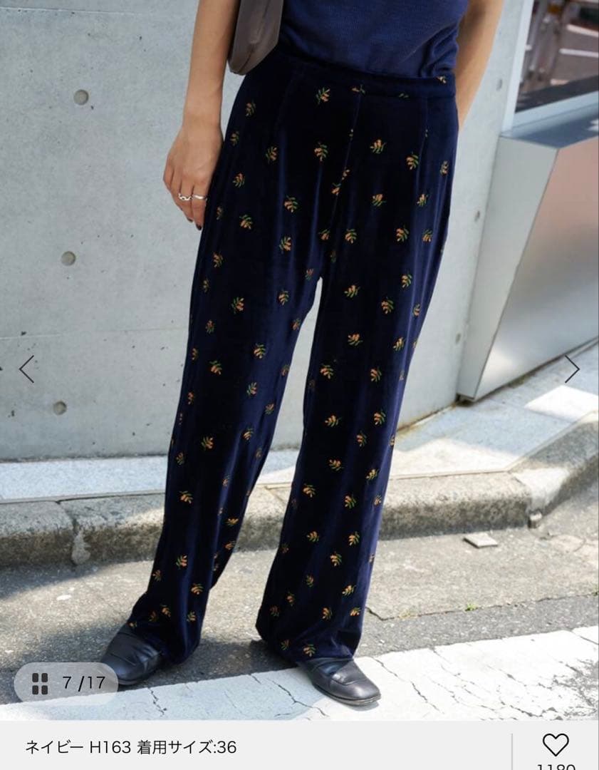 OUTDOOR PRODUCTS 刺繍ベロアフレアパンツ 38サイズ