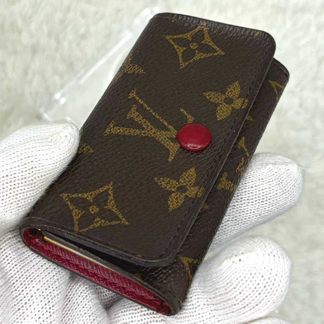 美品 ルイヴィトン ミュルティクレ4 フューシャ モノグラム キーケース