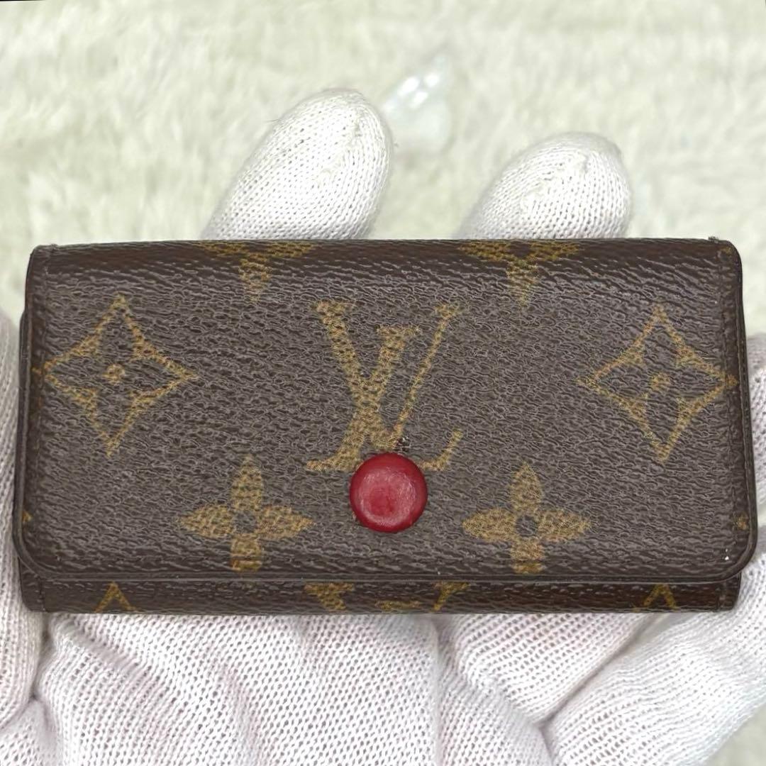 美品 ルイヴィトン ミュルティクレ4 フューシャ モノグラム キーケース