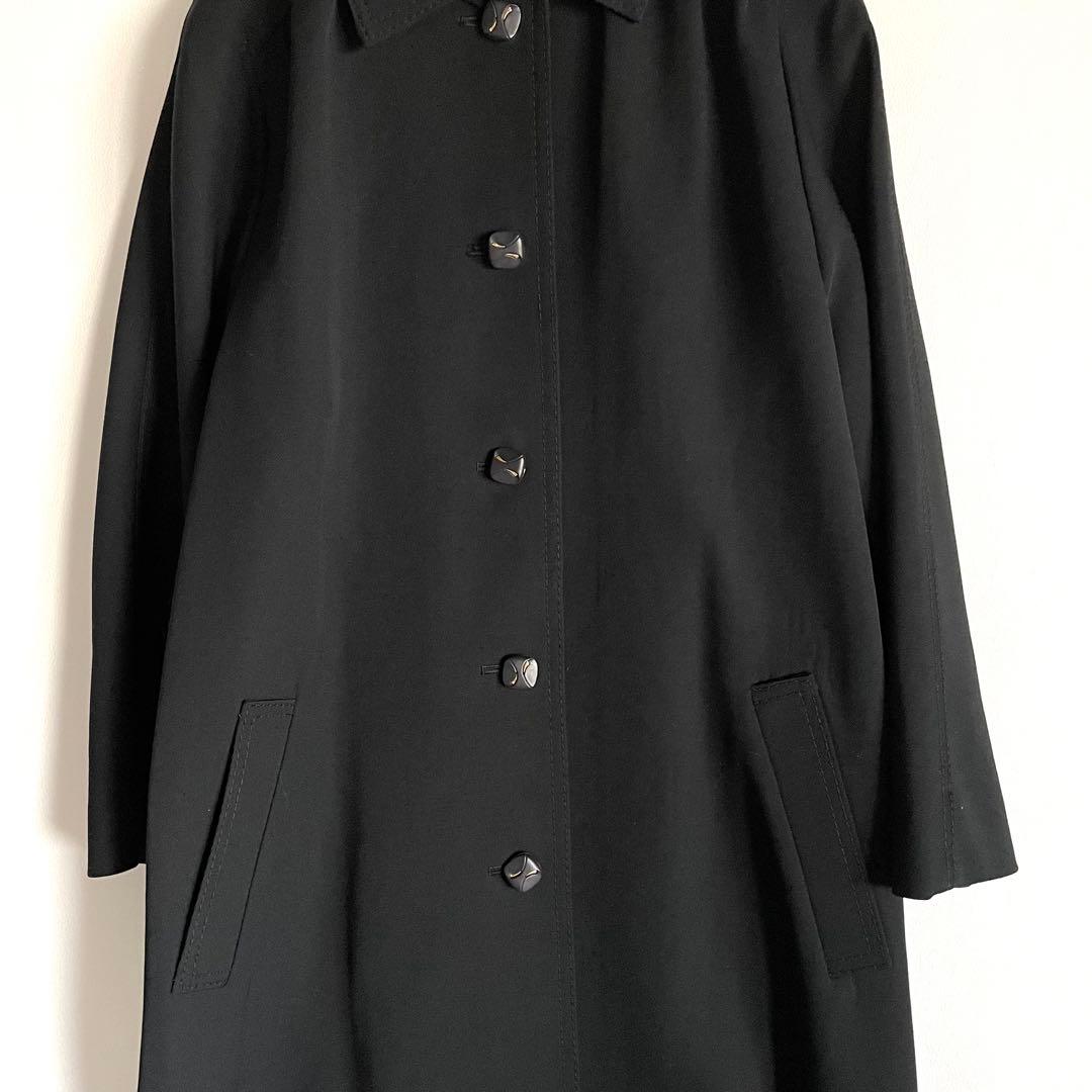 昭和レトロ　オーダーメイド　ステンカラーロングコート　高級ウールギャバ　黒
