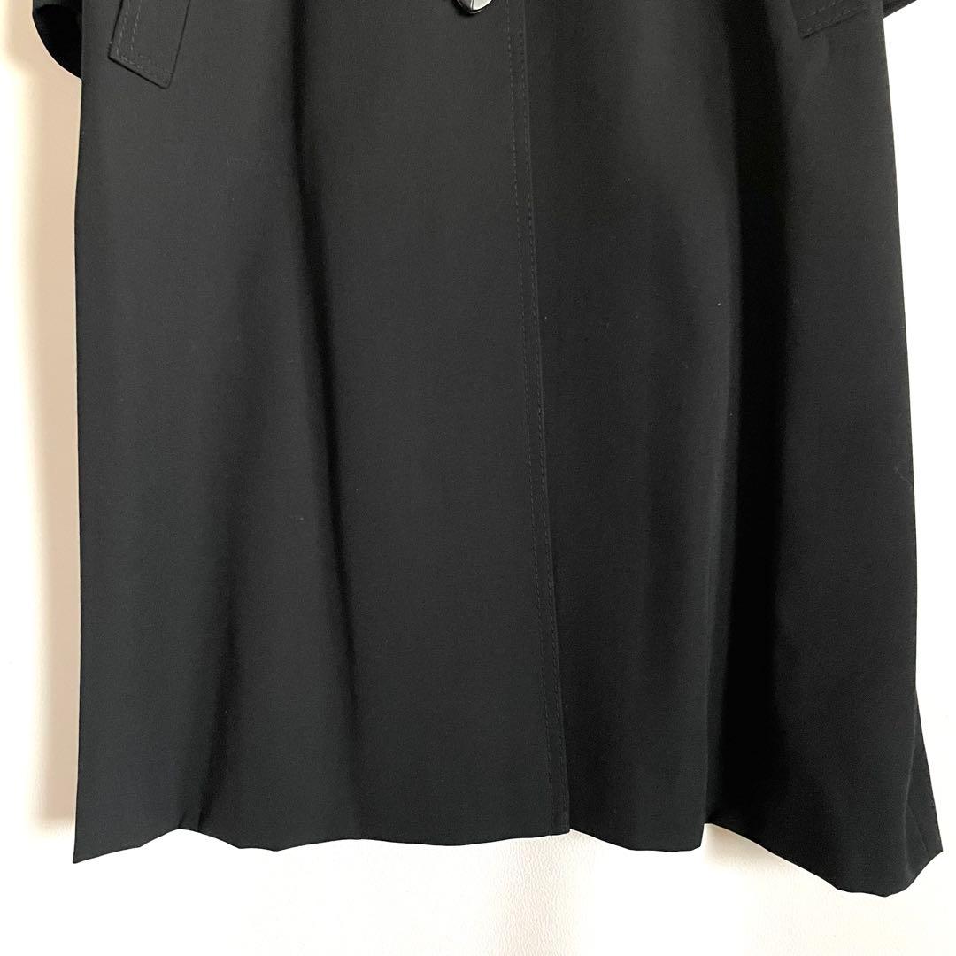 昭和レトロ　オーダーメイド　ステンカラーロングコート　高級ウールギャバ　黒