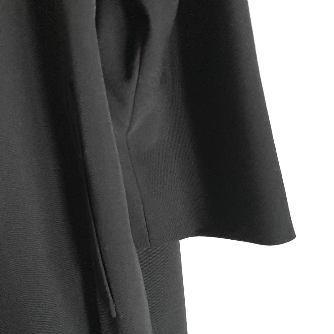 昭和レトロ　オーダーメイド　ステンカラーロングコート　高級ウールギャバ　黒