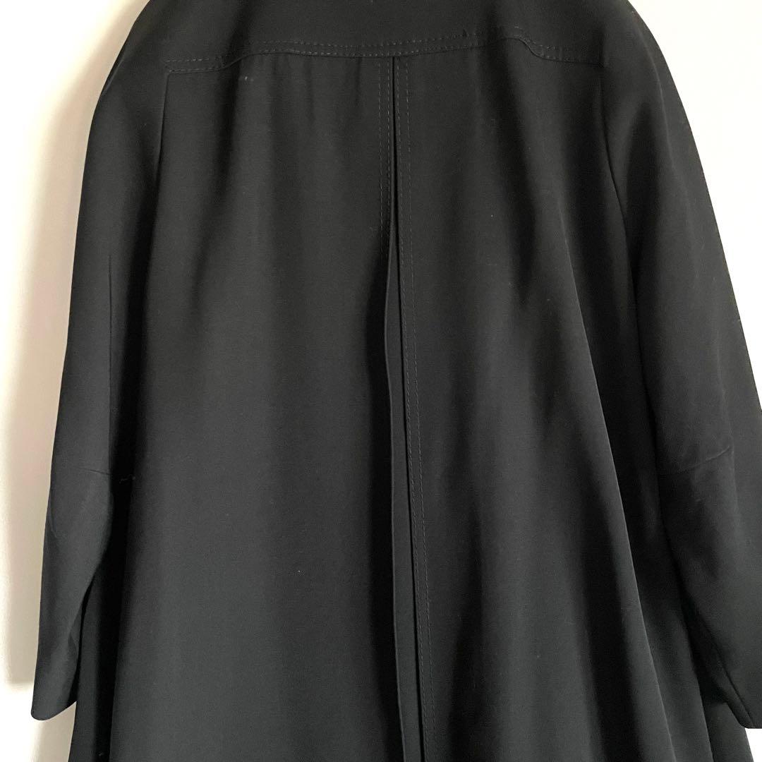 昭和レトロ　オーダーメイド　ステンカラーロングコート　高級ウールギャバ　黒