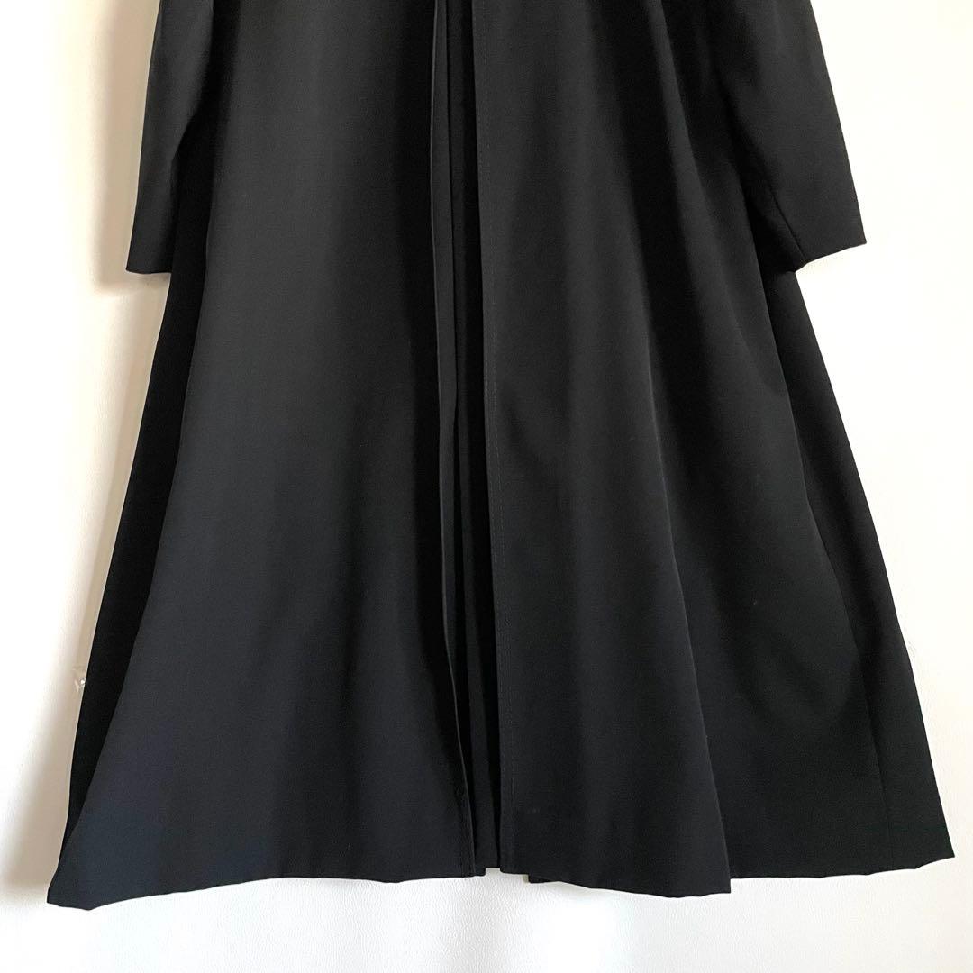 昭和レトロ　オーダーメイド　ステンカラーロングコート　高級ウールギャバ　黒