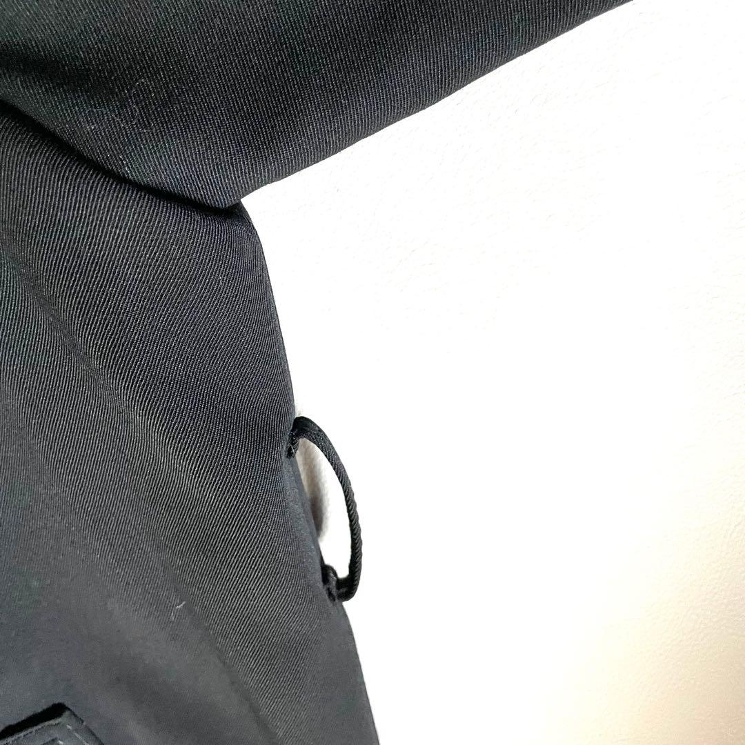 昭和レトロ　オーダーメイド　ステンカラーロングコート　高級ウールギャバ　黒