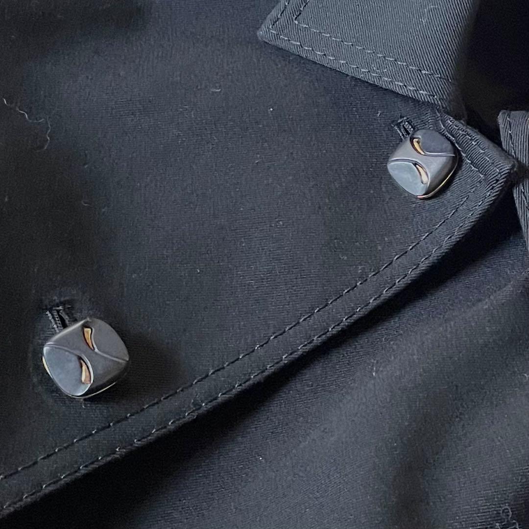 昭和レトロ　オーダーメイド　ステンカラーロングコート　高級ウールギャバ　黒