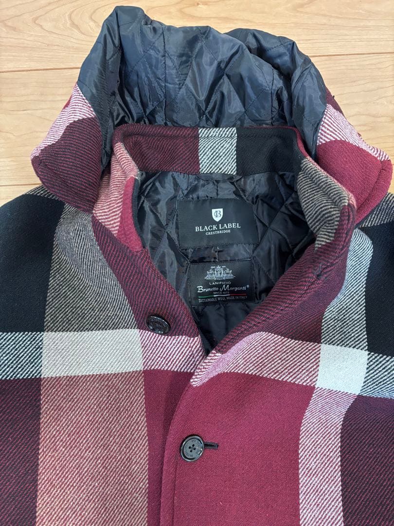 美品★完売品★お洒落BLACK LABEL チェック柄 ダッフルコート定価12万