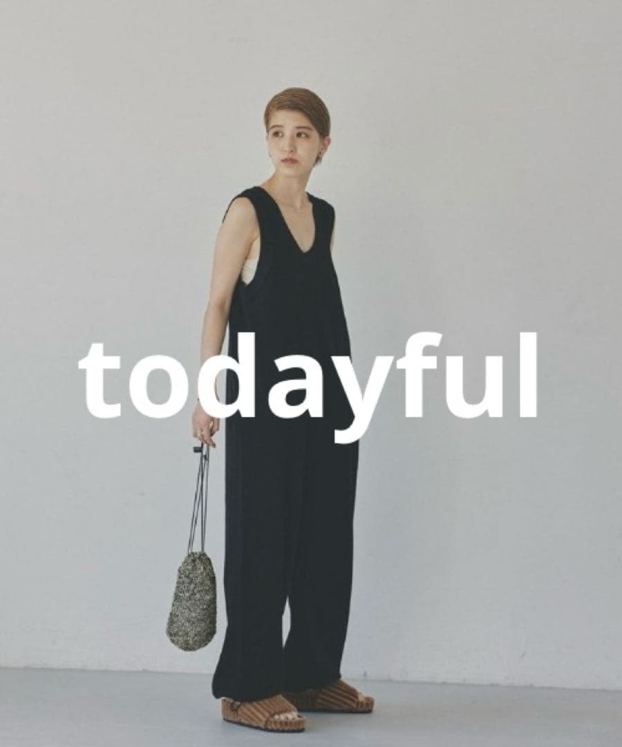 todayful コットンリネンラフコンビネゾン サロペット 黒 完売品 近年