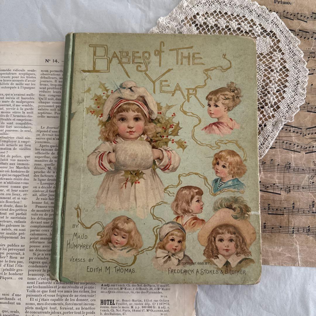 稀少1888年アンティーク美しい挿絵の絵本　洋書　古書ジャンクジャーナル額装にも